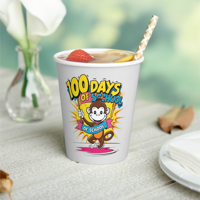 100 Tage Monkey Party Feier der Schule Pappbecher (In Situ)
