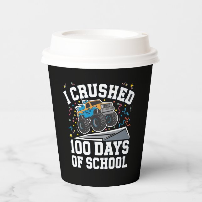 100 Tage Monster Truck Schule 100. Tagesschule Pappbecher (Vorderseite)