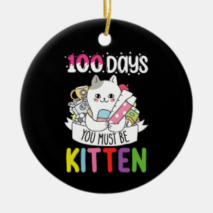 100 Tage müssen Sie die Schulkatzenkatze sein Keramik Ornament