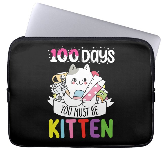100 Tage müssen Sie die Schulkatzenkatze sein Laptopschutzhülle (Vorderseite)