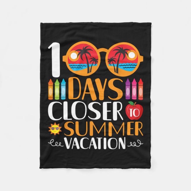 100 Tage Naher zum Sommerurlaub Fleecedecke (Vorderseite)