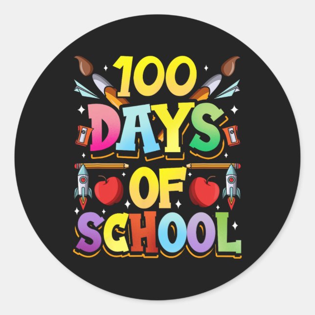 100 Tage Niedliches Schulteam süße Redewendungen Runder Aufkleber (Vorderseite)