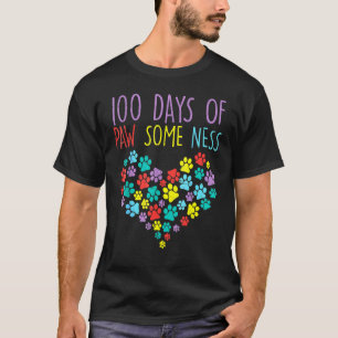 100 Tage Pawsomeness Herz 100. Tag Schule Hund T-Shirt