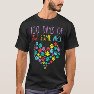 100 Tage Pawsomeness Herz 100. Tag Schule Hund T-Shirt
