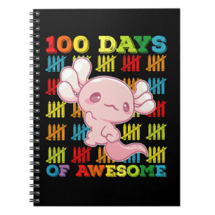 100 Tage Phantastischer Axolotl 100. Schultag Notizblock