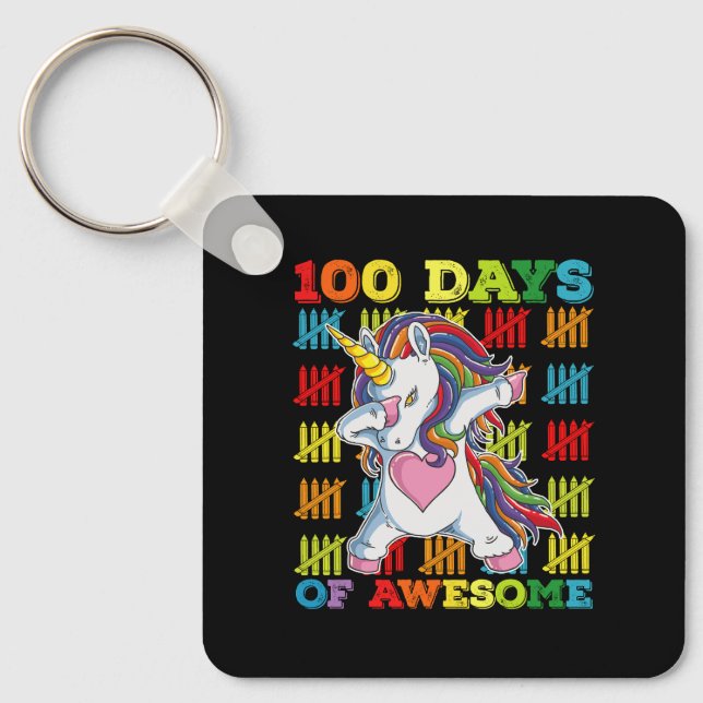 100 Tage Phantastisches Einhorn 100. Schultag Schlüsselanhänger (Vorderseite)