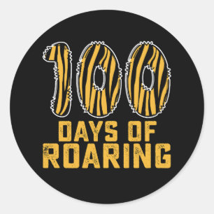 100 Tage rauschender Tiger Funny 100 Day School Runder Aufkleber