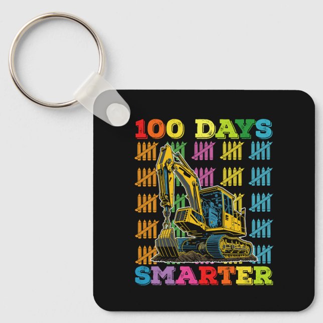 100 Tage schlauer Bagger 100. Schultag Schlüsselanhänger (Vorderseite)