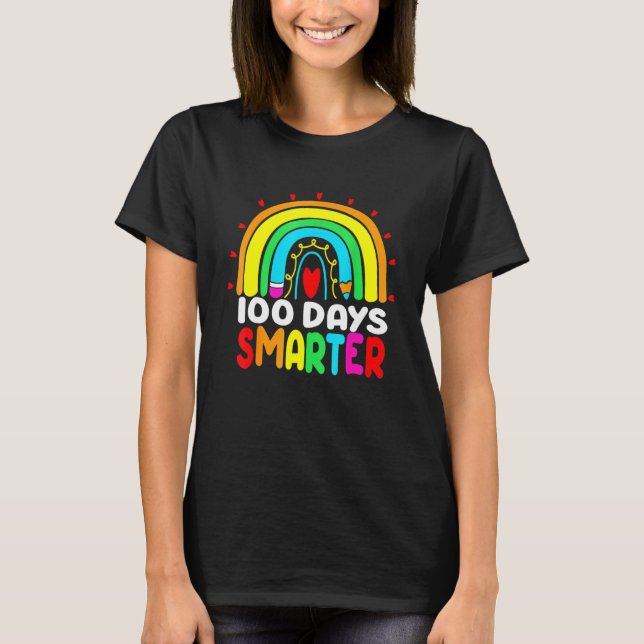100 Tage schlauer Regenbogen 100. Schullehrtag T-Shirt (Vorderseite)