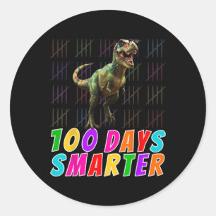100 Tage schlauer T-rex Lover Boys 100 Tage Scho Runder Aufkleber