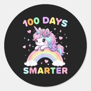 100 Tage schlaueres Einhorn 100. Schultag Kinder Runder Aufkleber