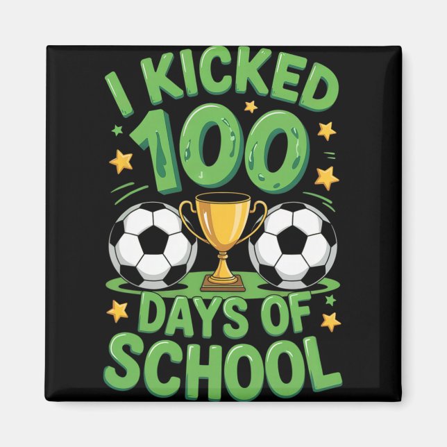 100-Tage-Schul-Fußball-Illustration  Magnet (Vorne)