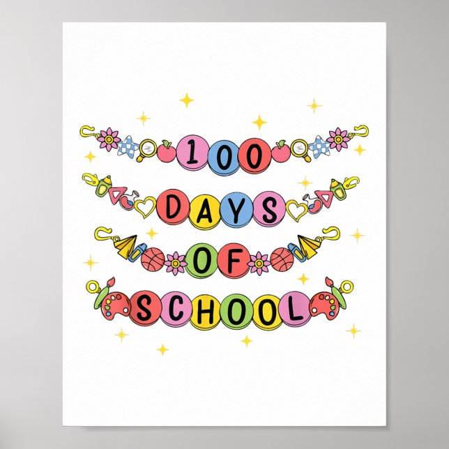 100 Tage Schularmband 100. Tag Mädchen Kinder Poster (Vorne)