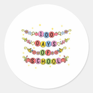 100 Tage Schularmband 100. Tag Mädchen Kinder Runder Aufkleber