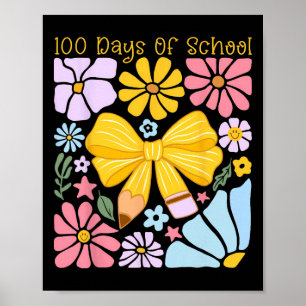 100 Tage Schulbleistift Blumen Meilstein Ki Poster