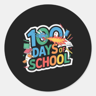 100 Tage Schuldrachenthema Kinder Lehrer Outfi Runder Aufkleber