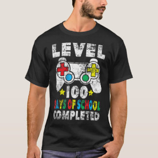 100 Tage Schule abgeschlossen Gamer Boy Level Up G T-Shirt