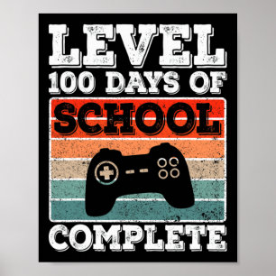 100 Tage Schule abgeschlossen Gamer Boys Videospie Poster