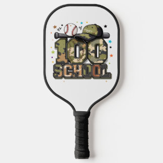 100 Tage Schule Baseball Camo Jungen Kinder T-Shir Pickleball Schläger