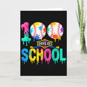 100 Tage Schule Baseball Jungen Kinder Bunt 100 Karte