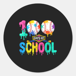 100 Tage Schule Baseball Jungen Kinder Bunt 100 Runder Aufkleber