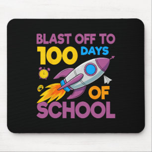 100 Tage Schule Blast Off Rakete Weltraum Kinder S Mousepad