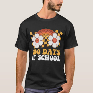 100 Tage Schule Blumen Regenbogen Groovy Retro T-Shirt