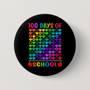 100 Tage Schule Bunte Herzen Lehrer Schüler Button