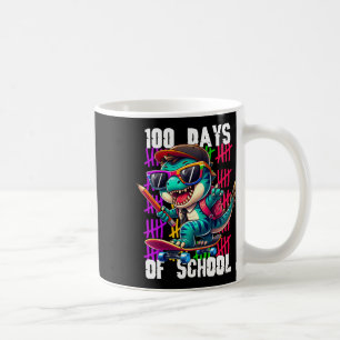 100 Tage Schule Cooler Dinosaurier Skateboarding  Kaffeetasse