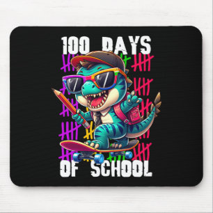 100 Tage Schule Cooler Dinosaurier Skateboarding  Mousepad