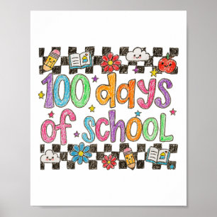 100 Tage Schule Crayon Handschriftstil Lehrer Poster