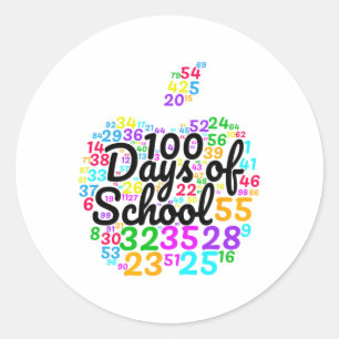 100 Tage Schule - Design aus Zahlen in Apple Runder Aufkleber