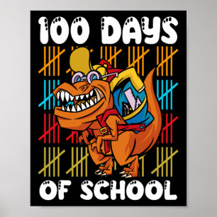100 Tage Schule Dinosaurier T-rex Dino Kinder Jung Poster