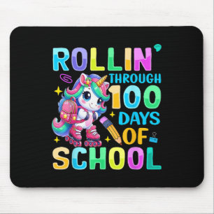 100 Tage Schule Einhorn Mädchen 100. Tag Mousepad