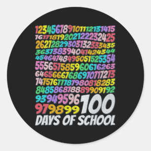 100 Tage Schule farbenfrohe Regenbogenlehrer Kinde Runder Aufkleber