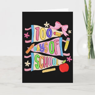 100 Tage Schule Farbige Banner Gestaltung Karte