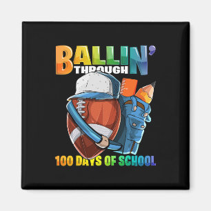 100 Tage Schule feiern Kindergarten Fußballs Kinde Magnet
