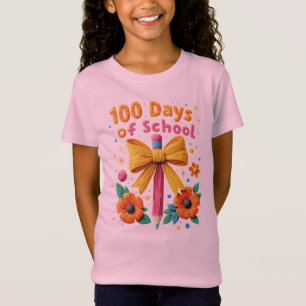 100 Tage Schule - Florales Bleistift-Design T-Shirt