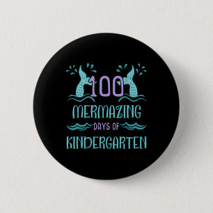 100 Tage Schule für Mädchen Mermaid Kindergarten Button