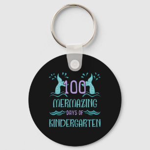 100 Tage Schule für Mädchen Mermaid Kindergarten Schlüsselanhänger