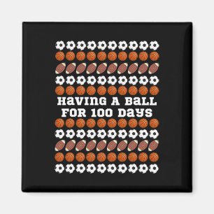 100 Tage Schule Fußball Basketball Football Jungen Magnet