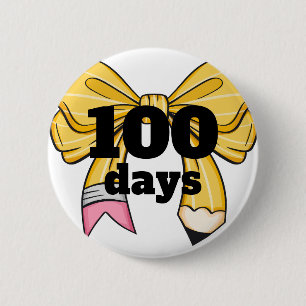 100 Tage Schule Gelber Bleistift Bogen Button
