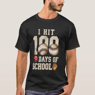 100 Tage Schule Grafik Baseballschläger Schule T-Shirt