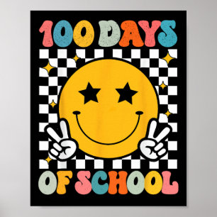 100 Tage Schule Groovy Lächeln Gesicht Poster