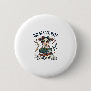100 Tage Schule Kuh Vintage Gravur Lehrer Shir Button