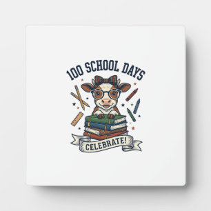 100 Tage Schule Kuh Vintage Gravur Lehrer Shir Fotoplatte