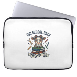 100 Tage Schule Kuh Vintage Gravur Lehrer Shir Laptopschutzhülle