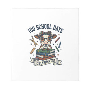 100 Tage Schule Kuh Vintage Gravur Lehrer Shir Notizblock