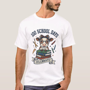 100 Tage Schule Kuh Vintage Gravur Lehrer Shir T-Shirt