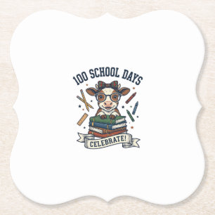 100 Tage Schule Kuh Vintage Gravur Lehrer Shir Untersetzer